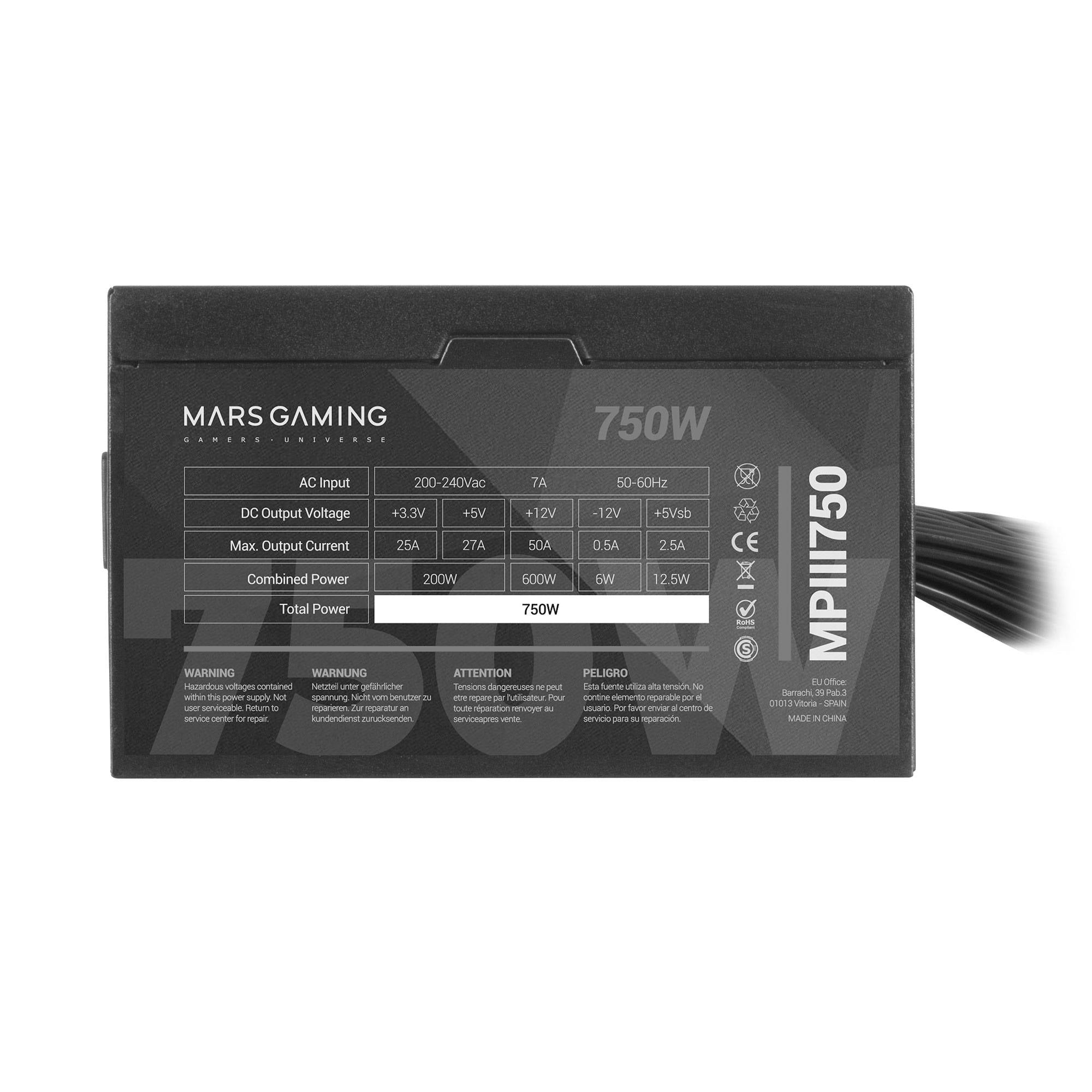 Fonte de Alimentação ATX Mars Gaming MPIII750 750W Preta