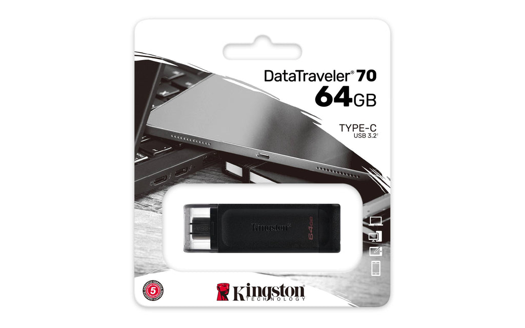 Pen Drive Kingston DataTraveler 70 64GB USB 3.2 Gen1 Preta