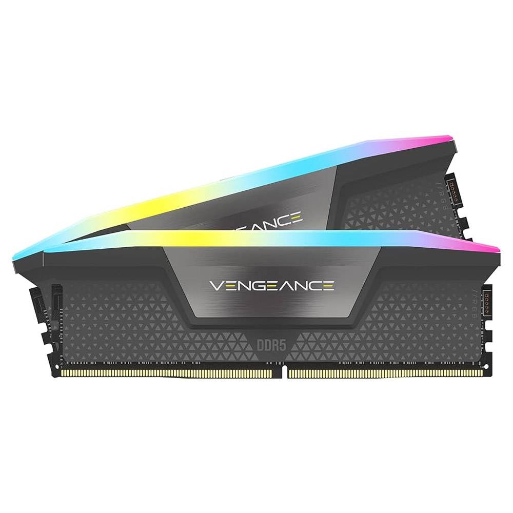 Memória RAM UDIMM Corsair Vengeance RGB 64GB (2x32GB) DDR5-6000MHz (AMD Expo/Intel XMP) CL30 (30-36-36-76) 1.40V Preta