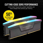 Memória RAM UDIMM Corsair Vengeance RGB 64GB (2x32GB) DDR5-6000MHz (AMD Expo/Intel XMP) CL30 (30-36-36-76) 1.40V Preta