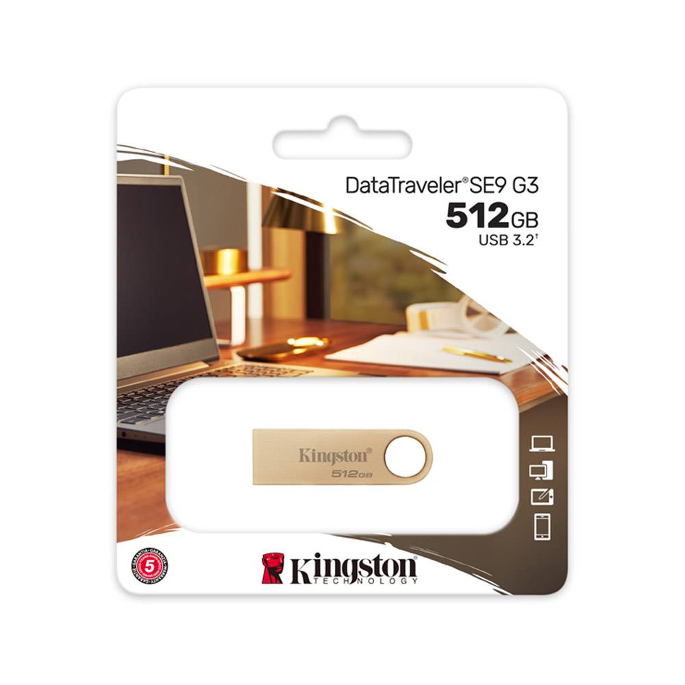 Pen Drive Kingston DataTraveler SE9 G3 USB 3.2 512GB Dourada