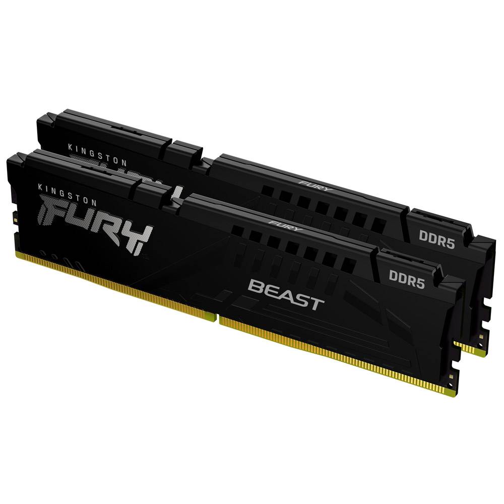 Memória RAM DIMM Kingston Fury Beast 32GB (2x16GB) DDR5-5600MHz (AMD Expo/Intel XMP) CL36 (36-38-38) 1.25V 1Rx8 Preta