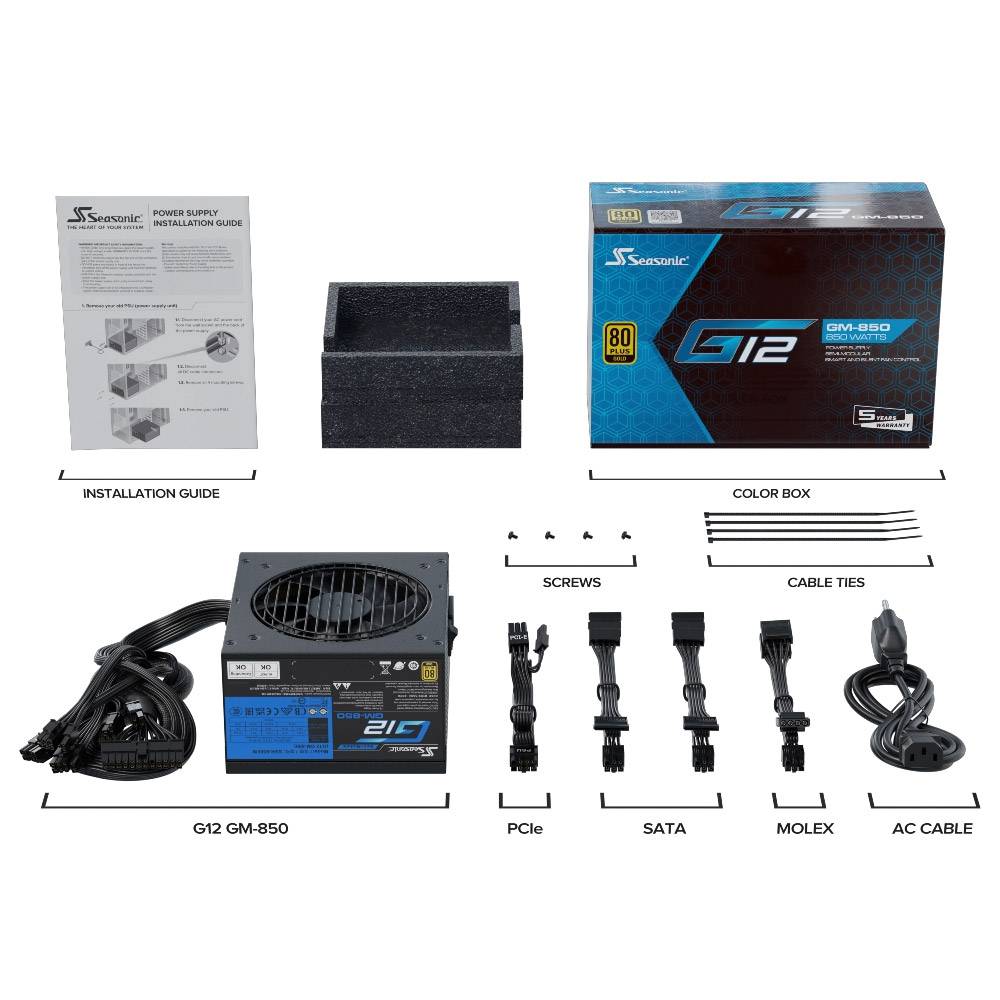 Fonte de Alimentação ATX Seasonic G12 GM-850 80 Plus Gold