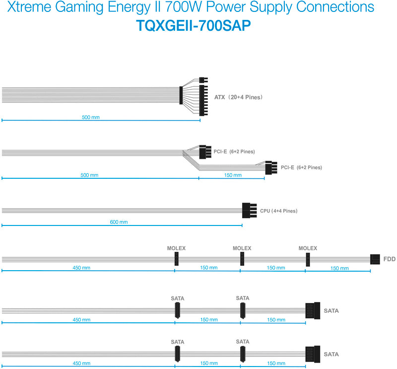 Fonte de Alimentação Tooq Xtreme Gaming Energy II 700W 80+ Bronze c/LED