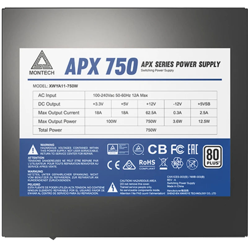 Fonte de Alimentação Montech APX750 750W 80 PLUS