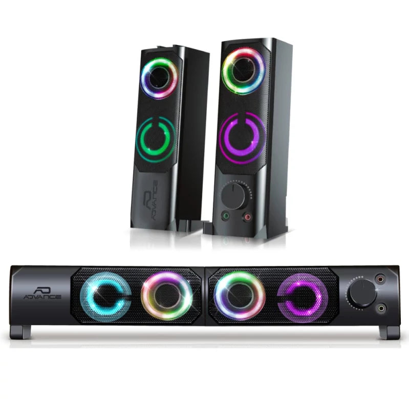 Colunas ADVANCE SOUNDPHONIC 2.0 RGB 6W RMS PC