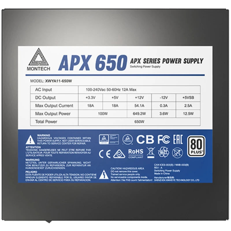 Fonte de Alimentação Montech APX650 650W 80 PLUS