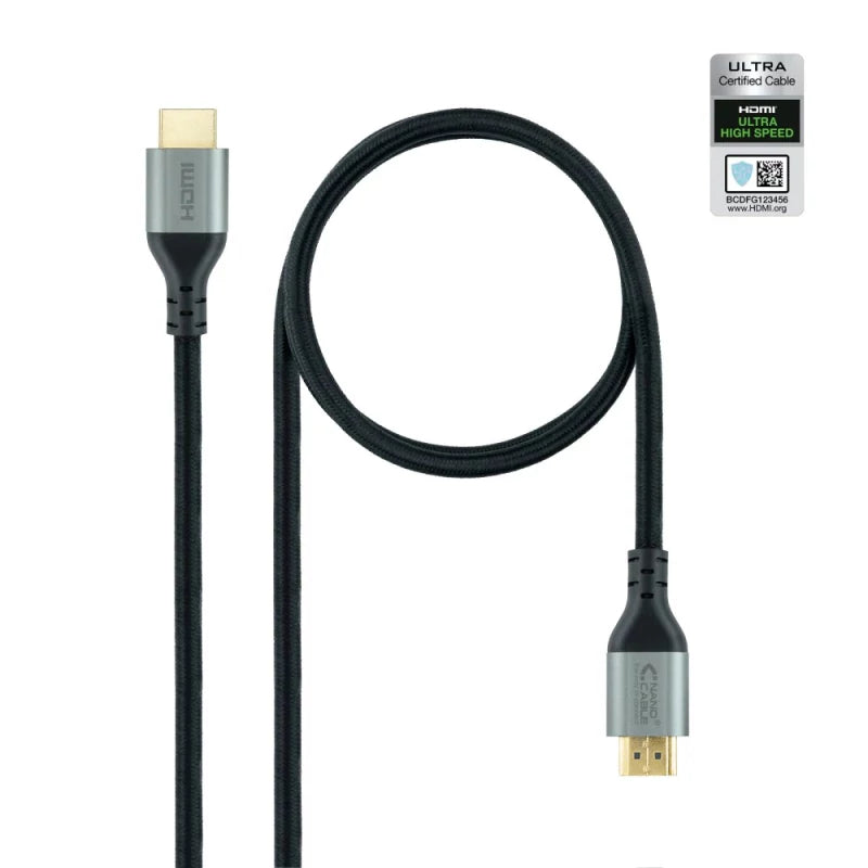 Cabo HDMI V2.1 Ultra High Speed Nanocable A M/M 1 M Preto Certificado ULTRA