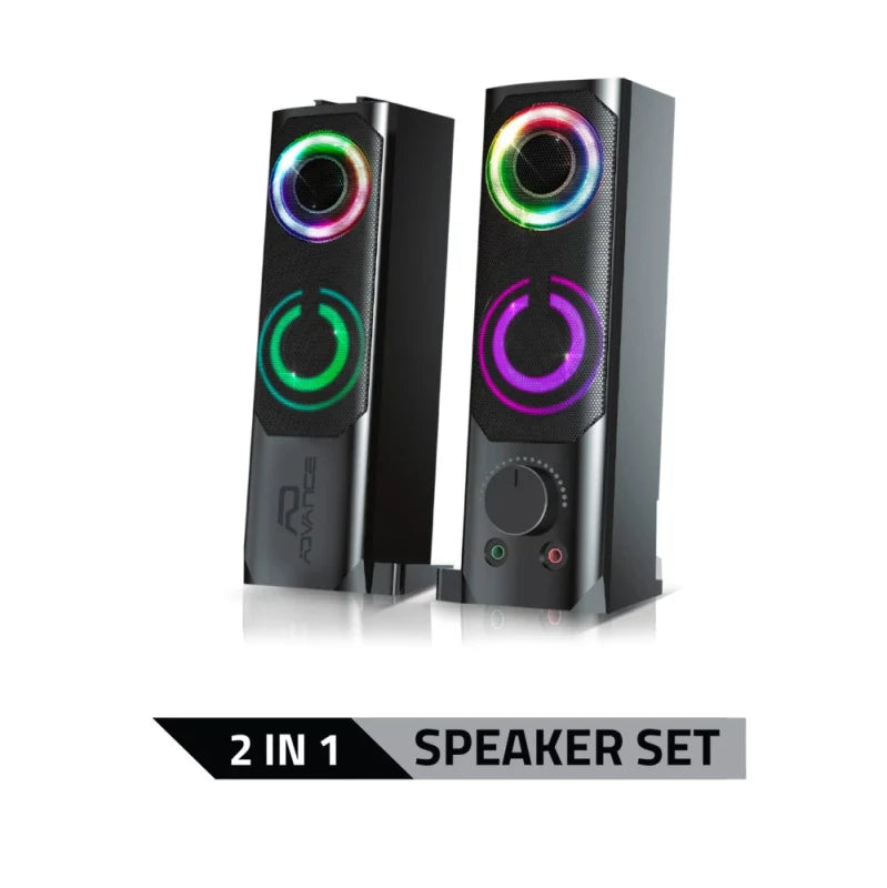 Colunas ADVANCE SOUNDPHONIC 2.0 RGB 6W RMS PC