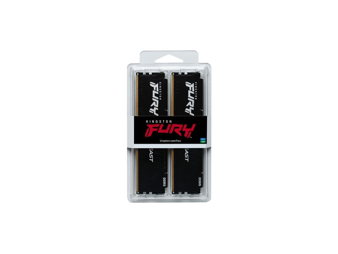 Memória RAM DIMM Kingston Fury Beast 16GB (2x8GB) DDR5-5200MHz (AMD Expo/Intel XMP) CL36 (36-40-40) 1.25V 1Rx16 Preta