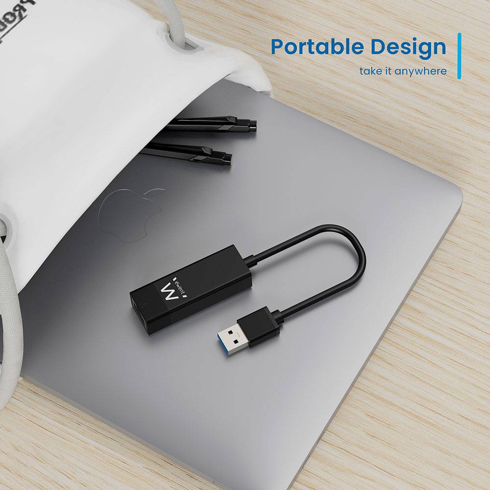 Adaptador de Rede Ewent EW1017 Gigabit Ethernet USB 3.2 Gen 1 Preto