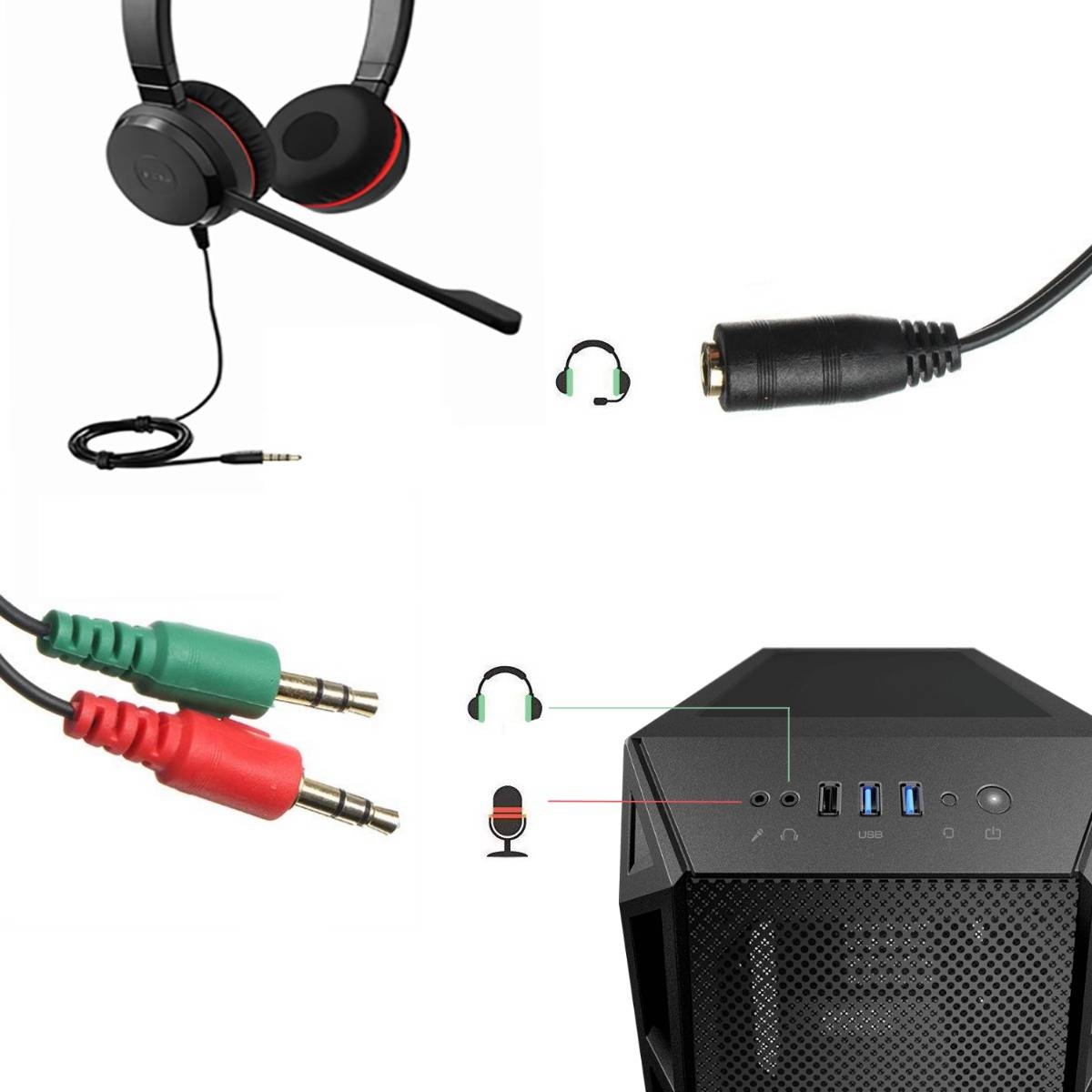 Cabo Audio Splitter Ewent EC1642 1xJack 3.5mm Fêmea para 2xJack 3.5mm Macho 0.15m Preto