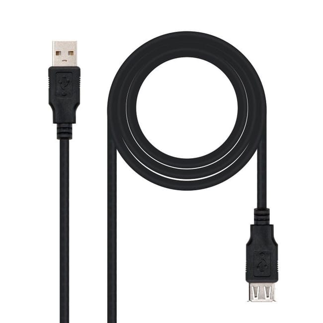 Cabo USB 2.0 Nanocable USB-A M/F 1 M Preto