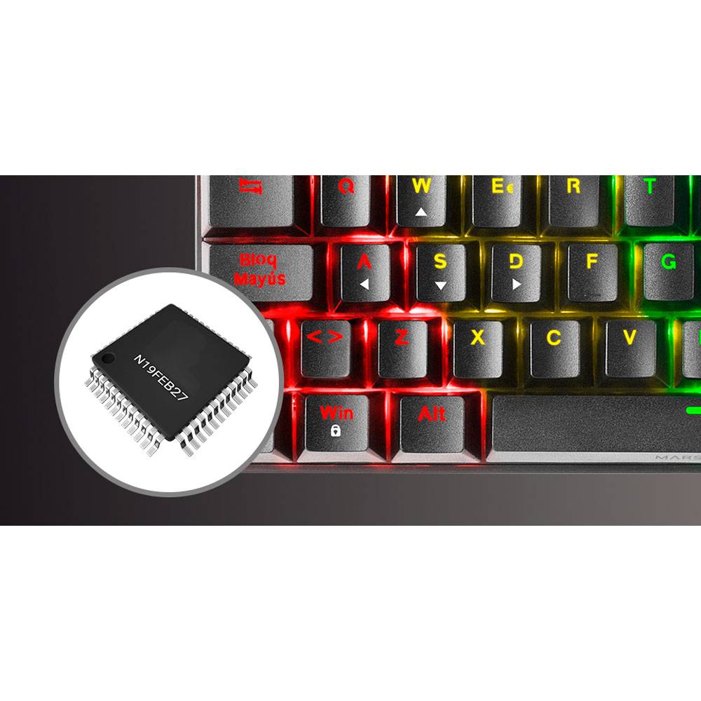Teclado Mecânico Mars Gaming MK60 60% FRGB Rainbow Anti-Dust Blue Switch PT Preto