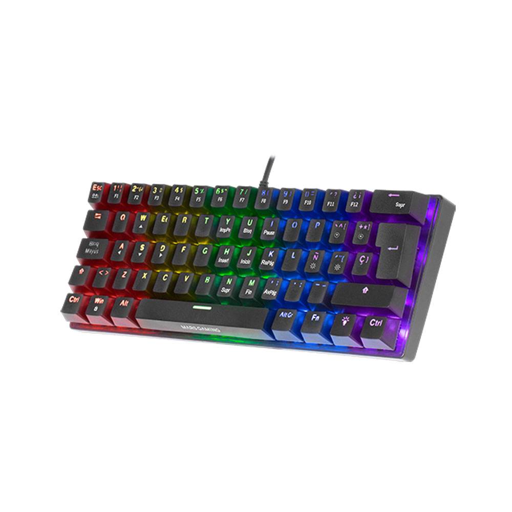 Teclado Mecânico Mars Gaming MK60 60% FRGB Rainbow Anti-Dust Blue Switch PT Preto