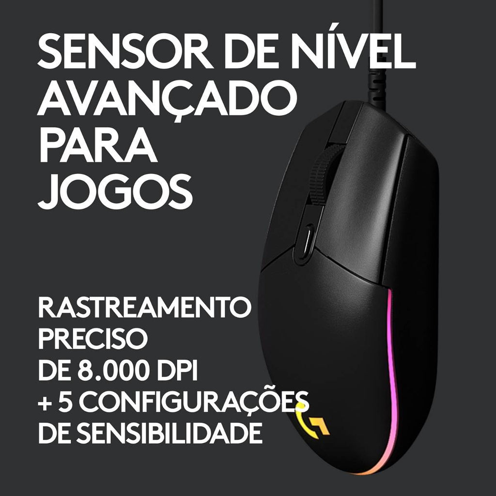 Rato Óptico Logitech G203 Lightsync RGB 8000DPI Preto