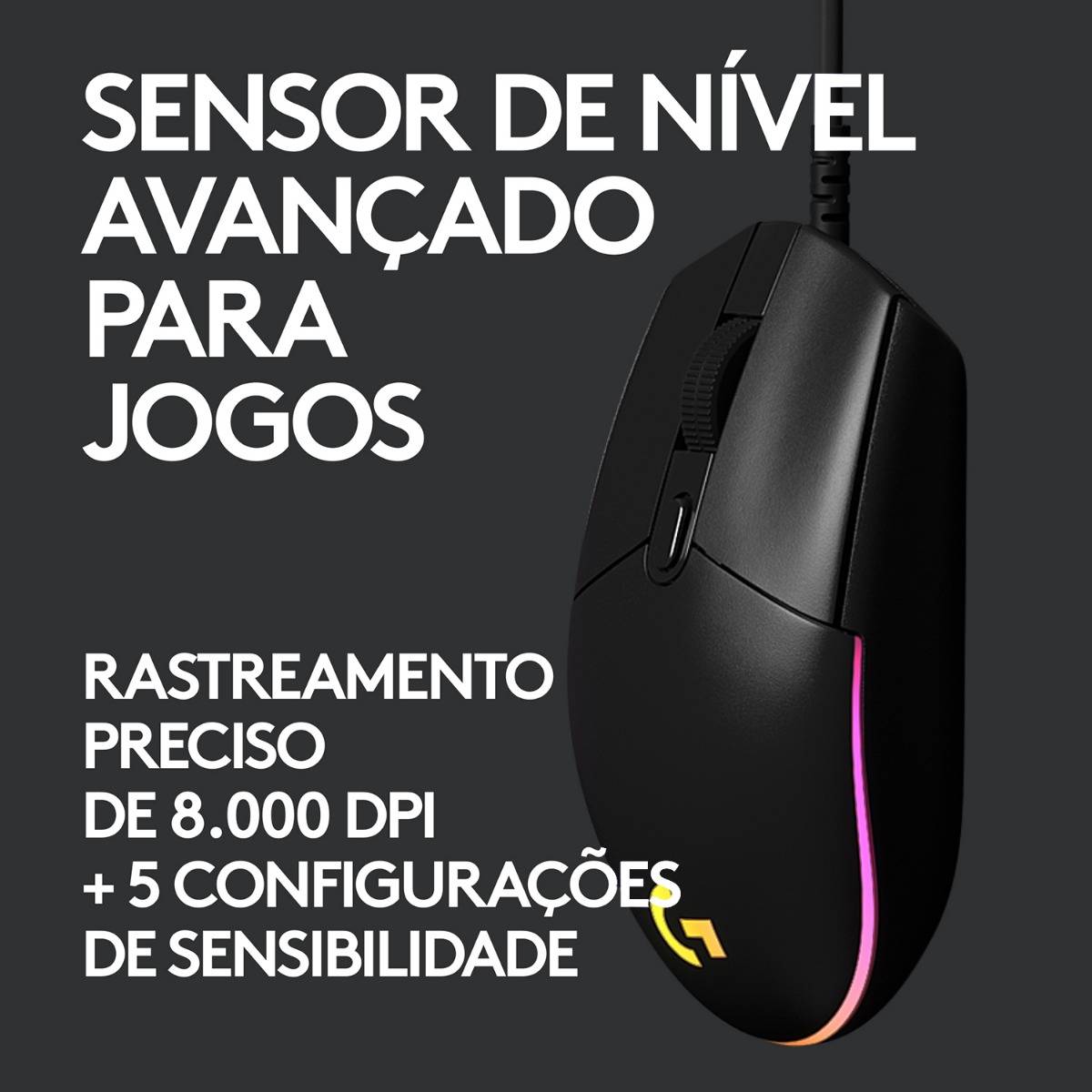 Rato Óptico Logitech G203 Lightsync RGB 8000DPI Preto