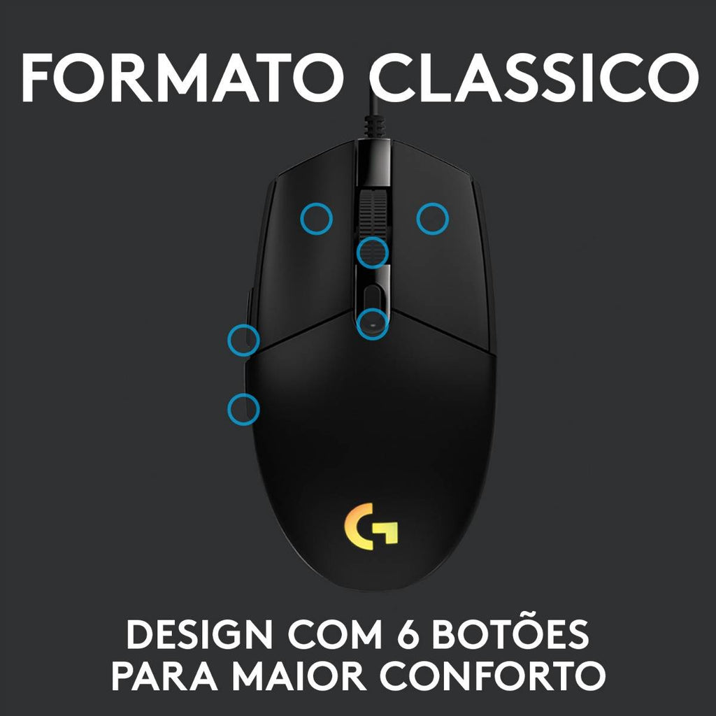 Rato Óptico Logitech G203 Lightsync RGB 8000DPI Preto