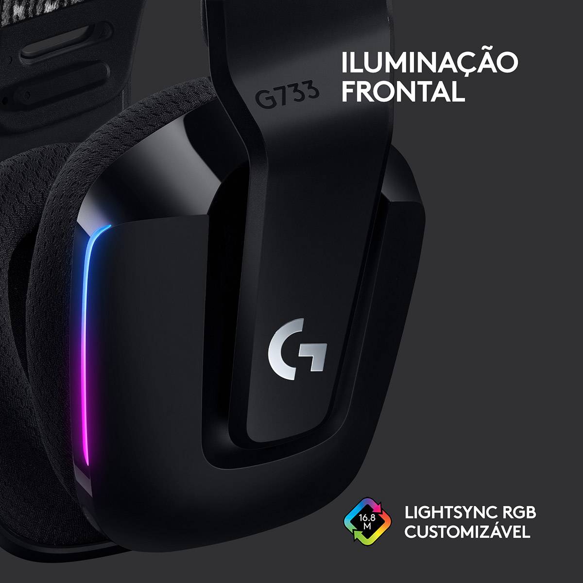 Headset Logitech G733 Lightspeed Wireless RGB Gaming Preto