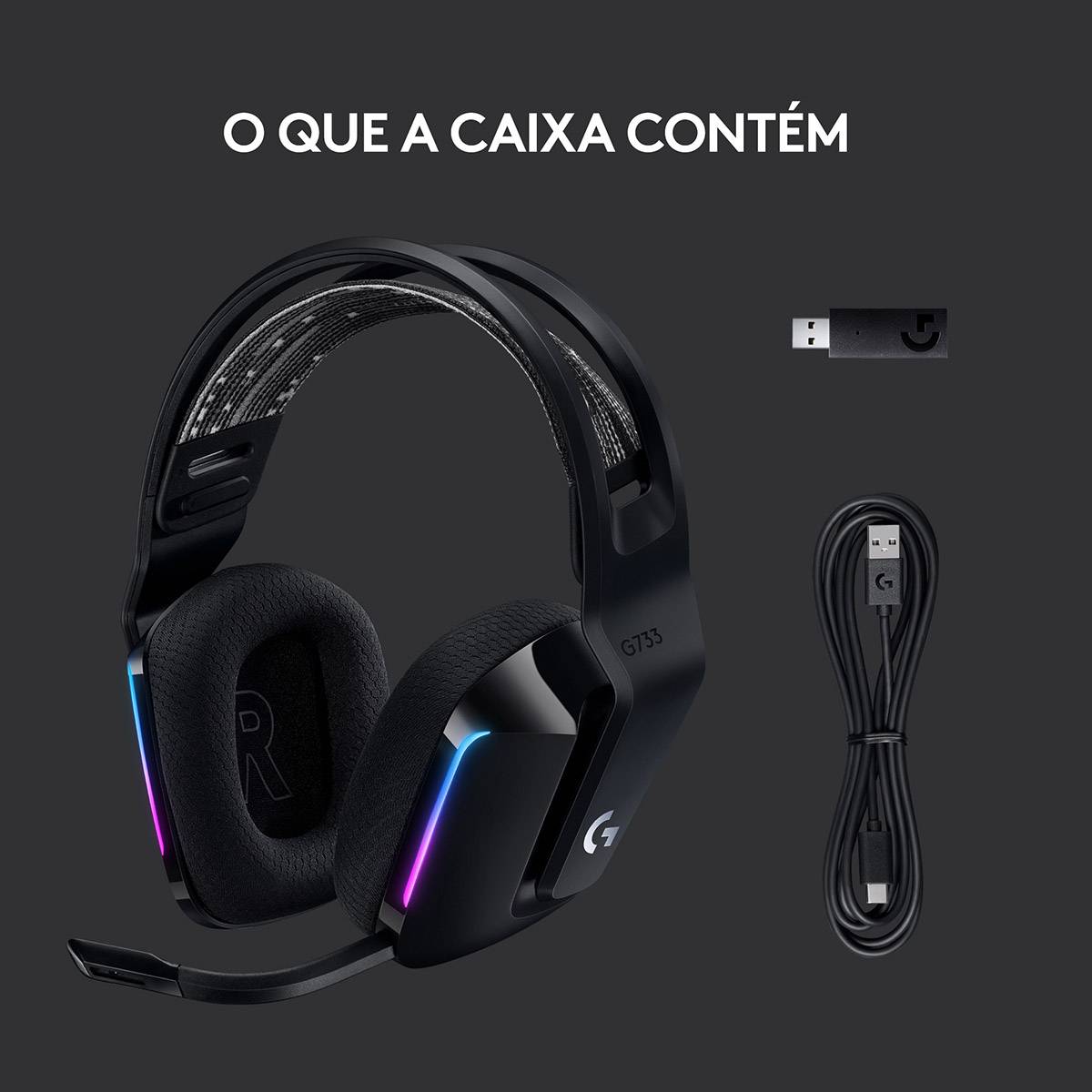 Headset Logitech G733 Lightspeed Wireless RGB Gaming Preto