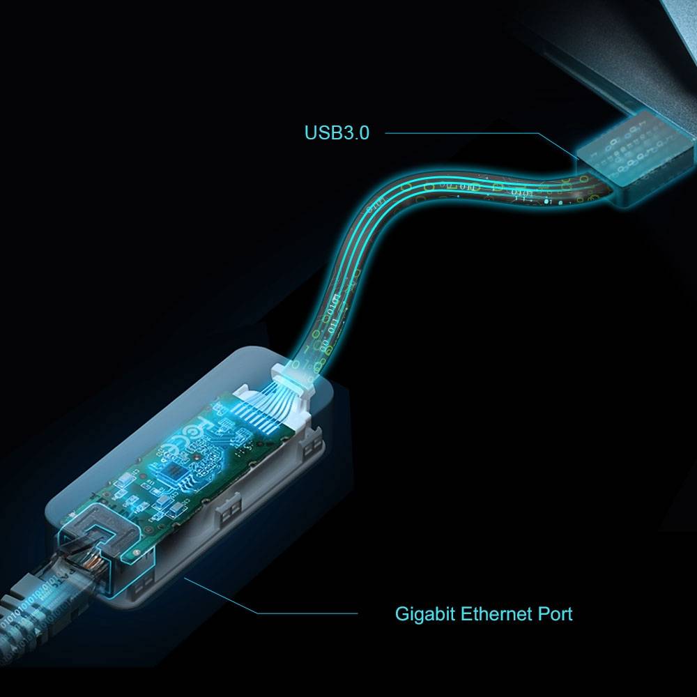 Adaptador de Rede TP-Link UE306 USB 3.0 para 100/1000Mbps Gigabit Ethernet Preto