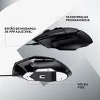 Rato Óptico Logitech G502 X Wired Hero 25600DPI Gaming Preto