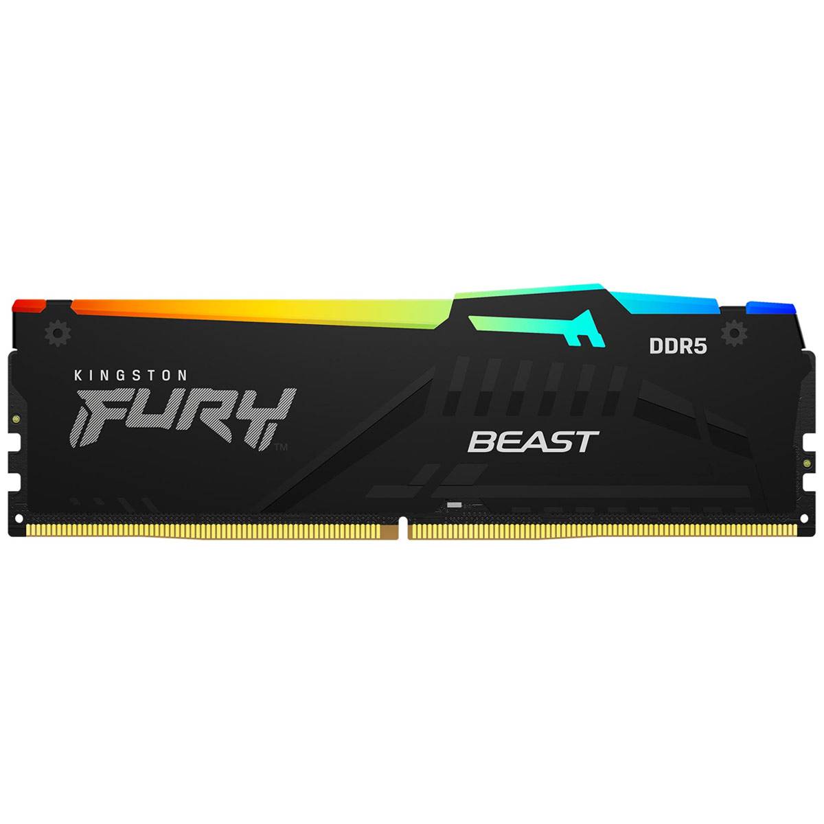 Memória RAM DIMM Kingston Fury Beast RGB 16GB (1x16GB) DDR5-5600MHz (Intel XMP) CL40 (40-40-40) 1.25V 1Rx8 Preta