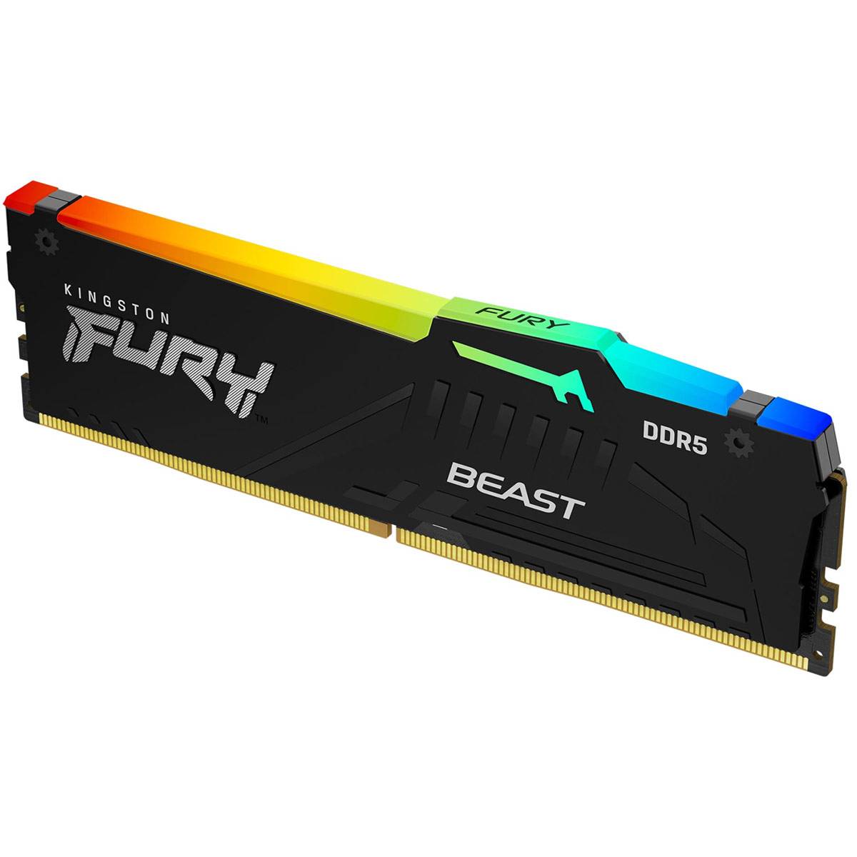 Memória RAM DIMM Kingston Fury Beast RGB 16GB (1x16GB) DDR5-5600MHz (Intel XMP) CL40 (40-40-40) 1.25V 1Rx8 Preta