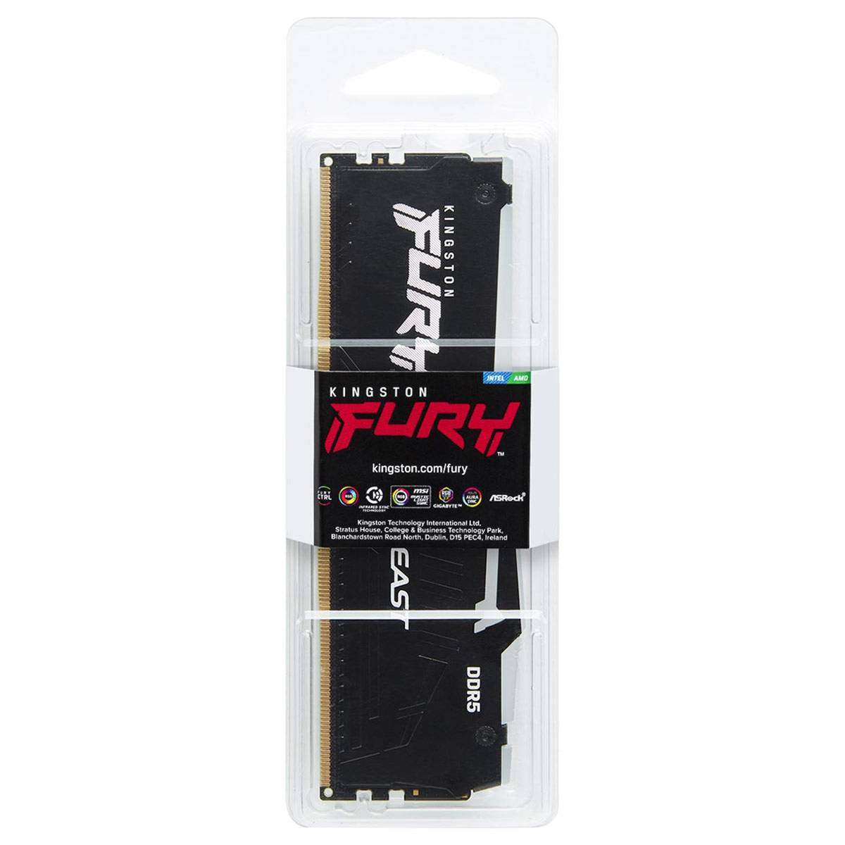 Memória RAM DIMM Kingston Fury Beast RGB 16GB (1x16GB) DDR5-5600MHz (Intel XMP) CL40 (40-40-40) 1.25V 1Rx8 Preta