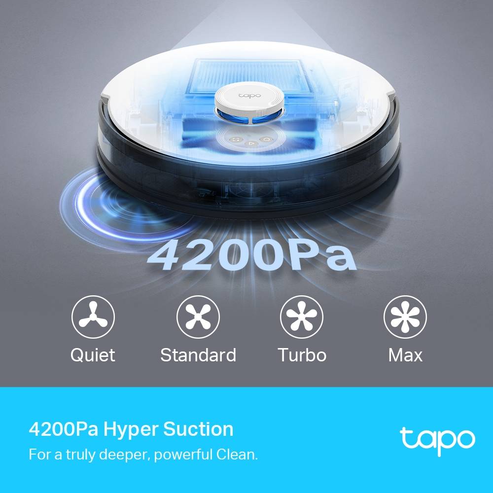 Aspirador Robô Tp-Link Tapo RV30 4200Pa 5000mAh Branco/Preto