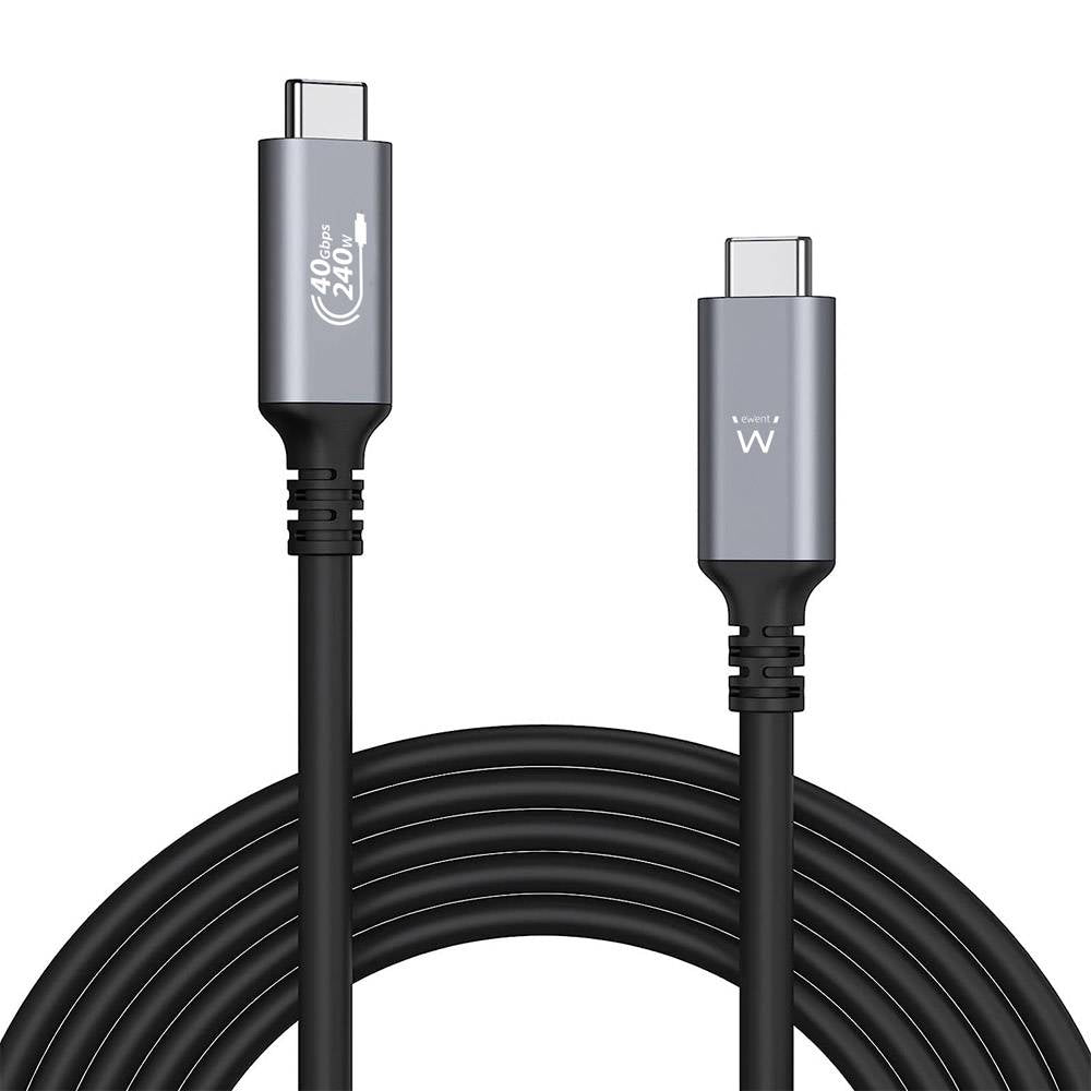 Cabo USB-C Ewent EC1070 USB4 Thunderbolt 4 40Gbps 240W 1m Preto