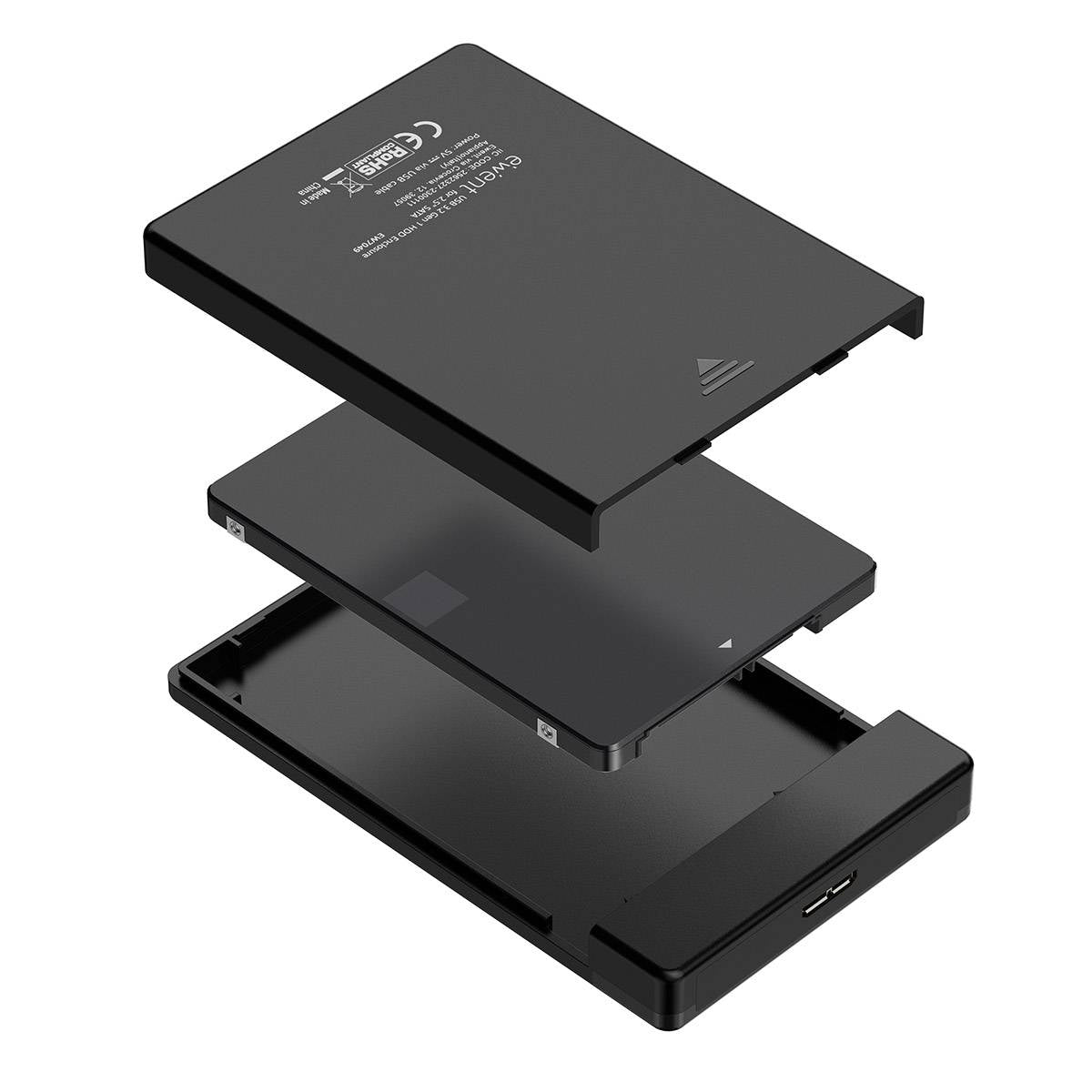 Caixa Externa 2.5" Ewent EW7049 USB 3.2 Gen 1 (USB 3.0) SATA HDD/SSD Preta