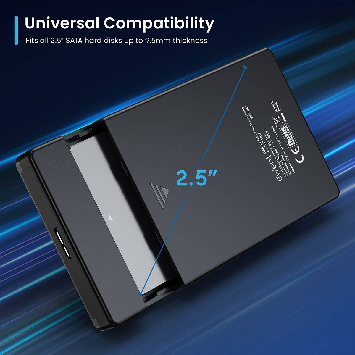 Caixa Externa 2.5" Ewent EW7049 USB 3.2 Gen 1 (USB 3.0) SATA HDD/SSD Preta