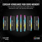 Memória RAM UDIMM Corsair Vengeance RGB 32GB (2x16GB) DDR5-6000MHz (Intel XMP) CL36 (36-44-44-96) 1.35V Preta