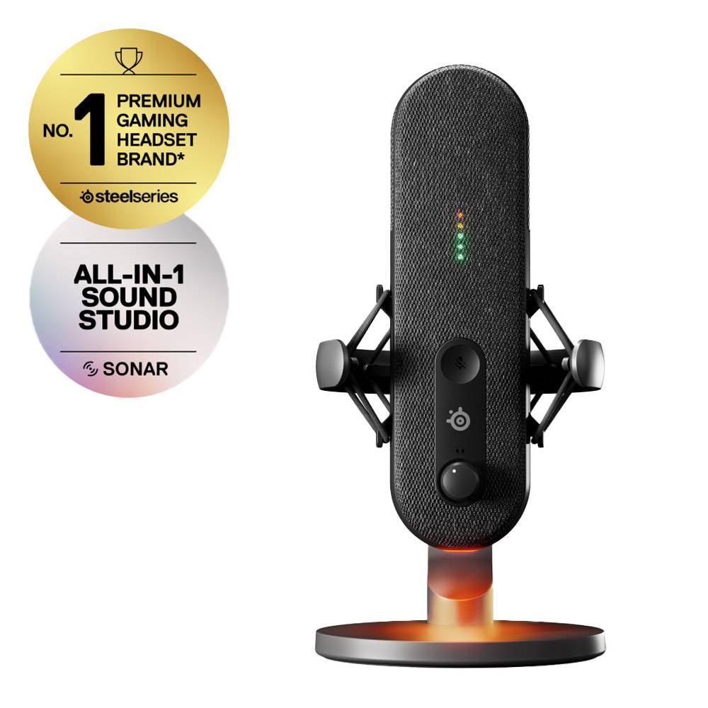 Microfone Condensador Cardióide SteelSeries Alias RGB 48Khz 24-bit USB Preto