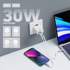 Carregador Ewent EW1325 USB-C/USB-A 30W QC 3.0 Branco