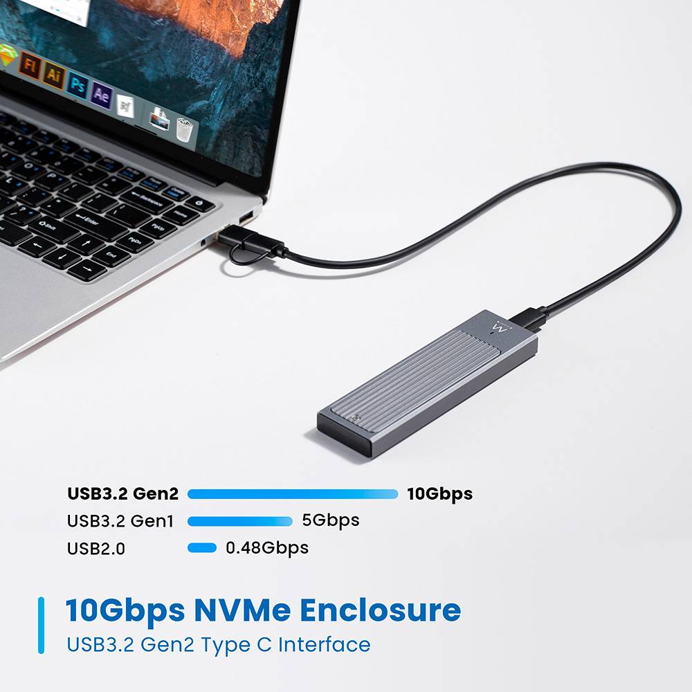 Caixa Externa M.2 Ewent EW7022 USB-C 3.2 Gen2 NVMe Cinza