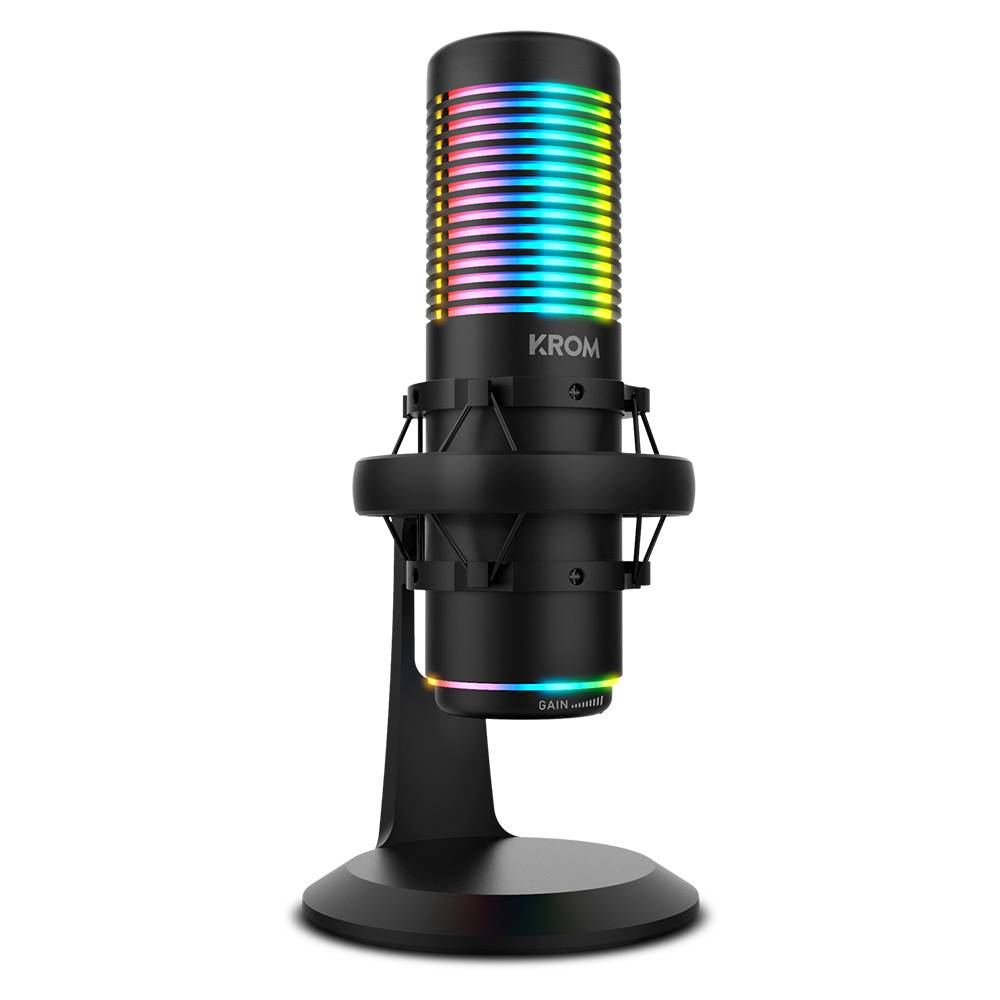 Microfone Condensador Cardióide Krom Kaze RGB 192Khz 24-bit USB Preto