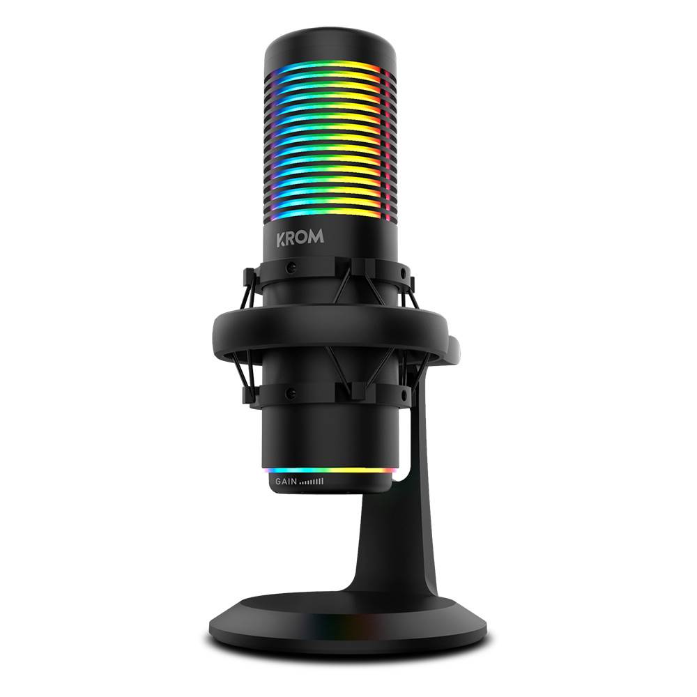 Microfone Condensador Cardióide Krom Kaze RGB 192Khz 24-bit USB Preto