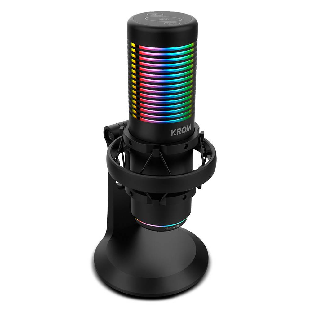 Microfone Condensador Cardióide Krom Kaze RGB 192Khz 24-bit USB Preto