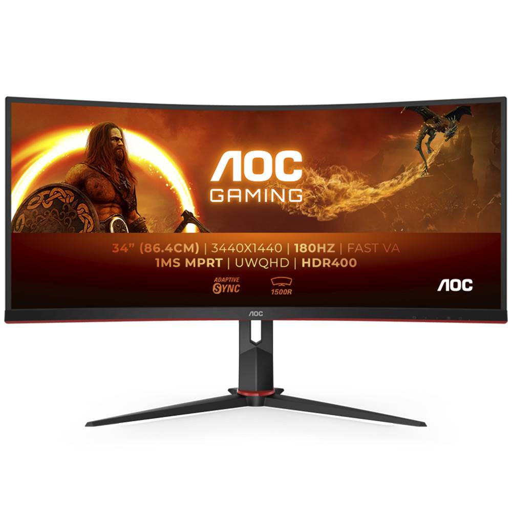 Monitor Curvo AOC Gaming CU34G2XP/BK VA W-LED 34" UWQHD 21:9 180Hz FreeSync / VESA Adaptive Sync
