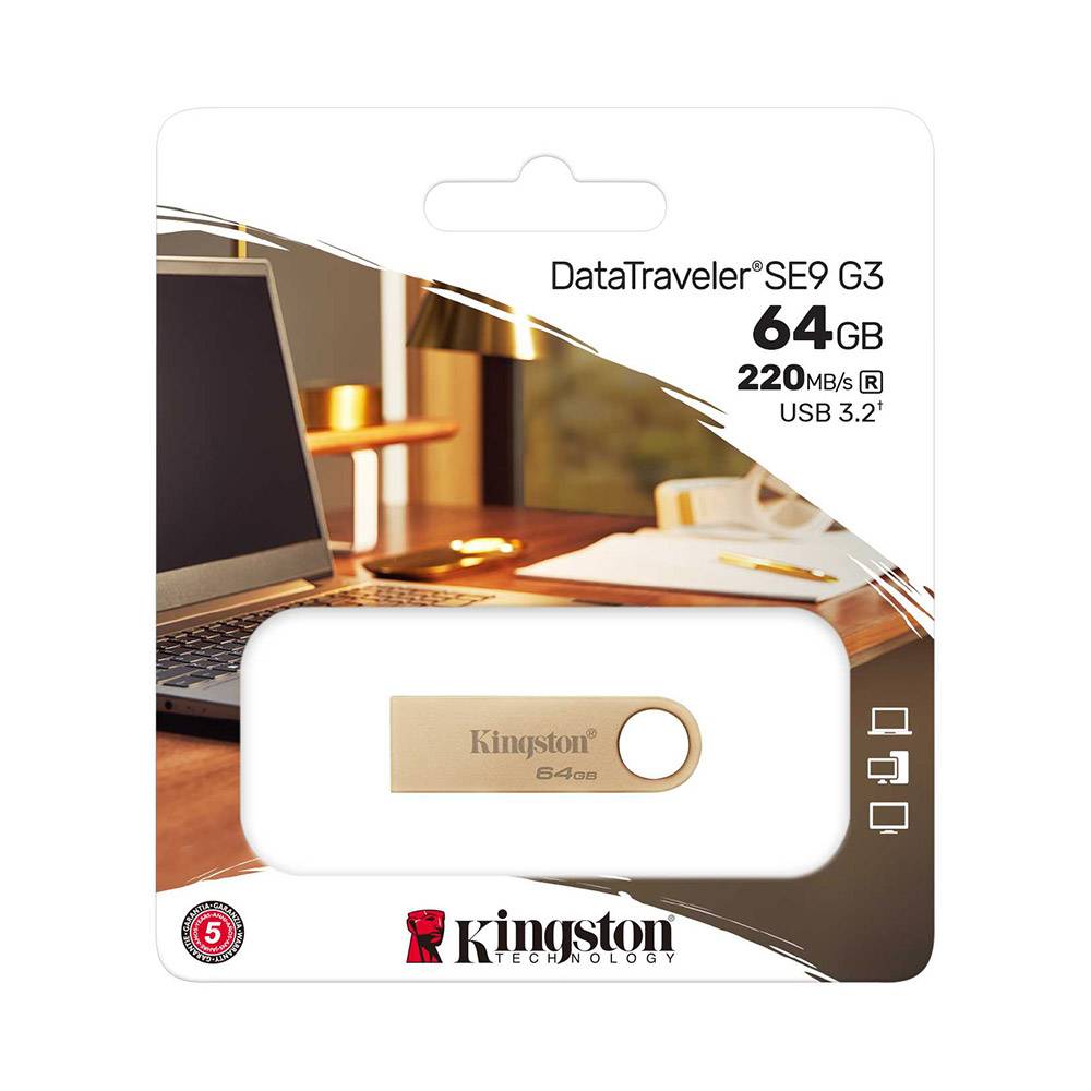 Pen Drive Kingston DataTraveler SE9 G3 USB 3.2 64GB Dourada
