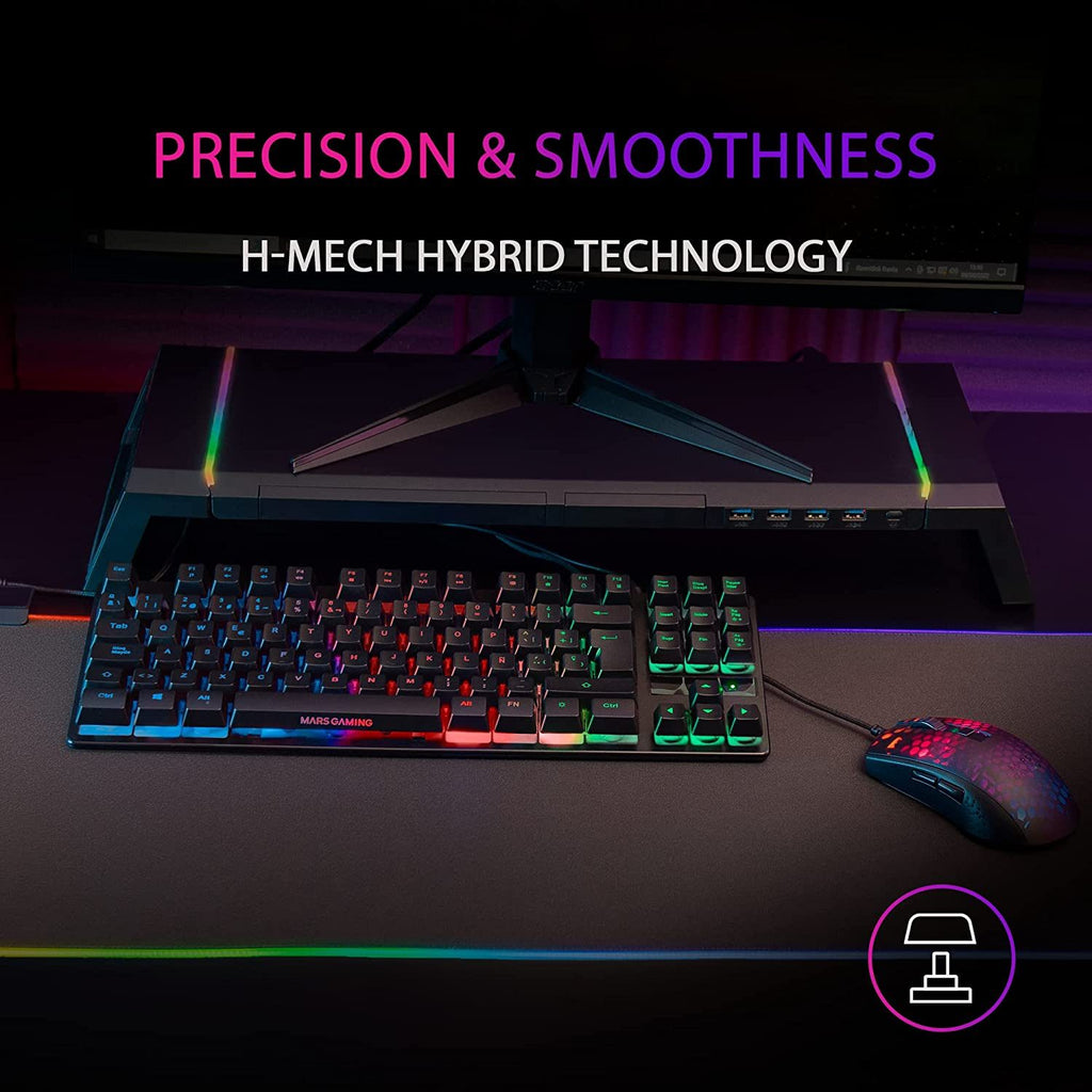 Teclado Mars Gaming MK02 Híbrido TKL RGB PT Preto - MK02PT