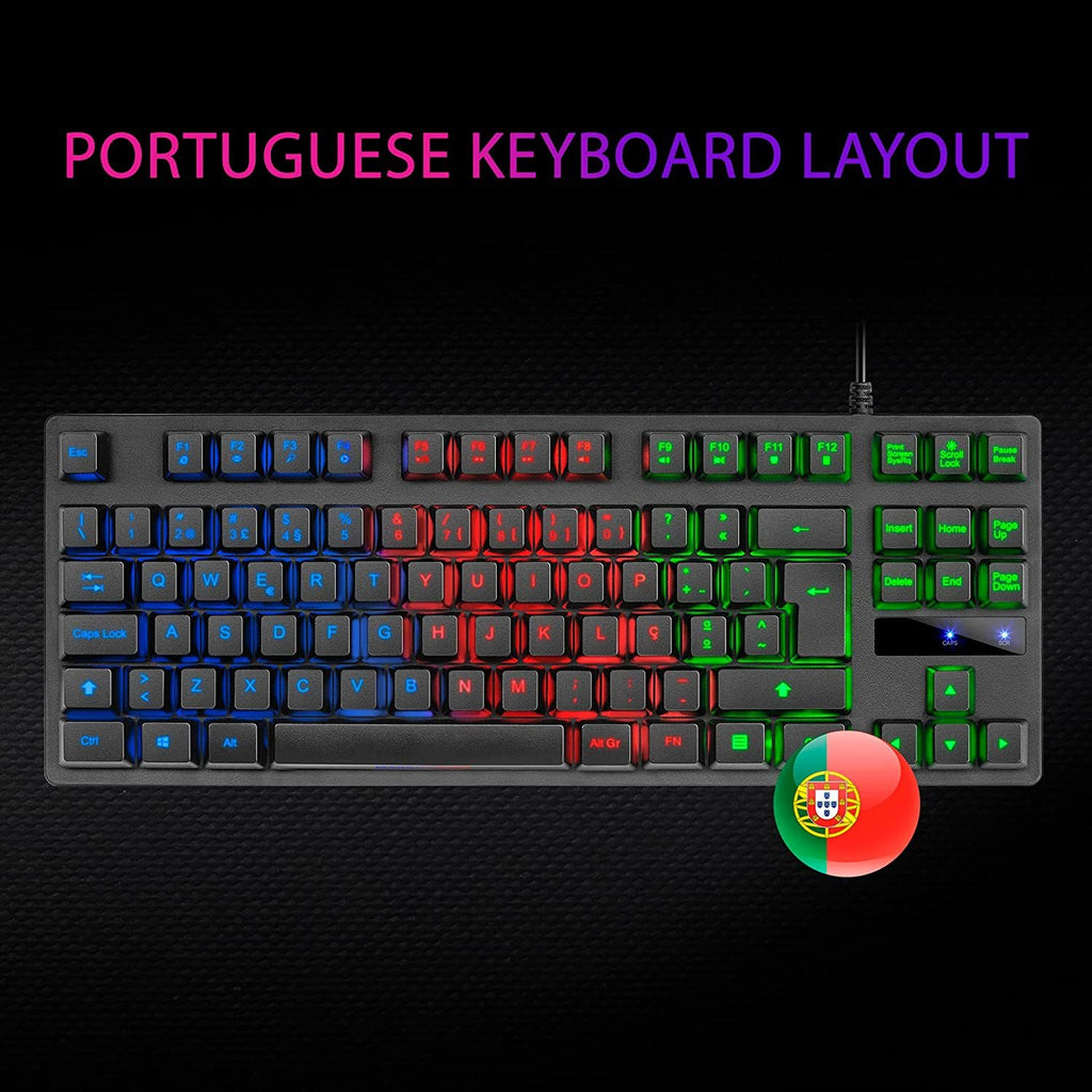 Teclado Mars Gaming MK02 Híbrido TKL RGB PT Preto - MK02PT