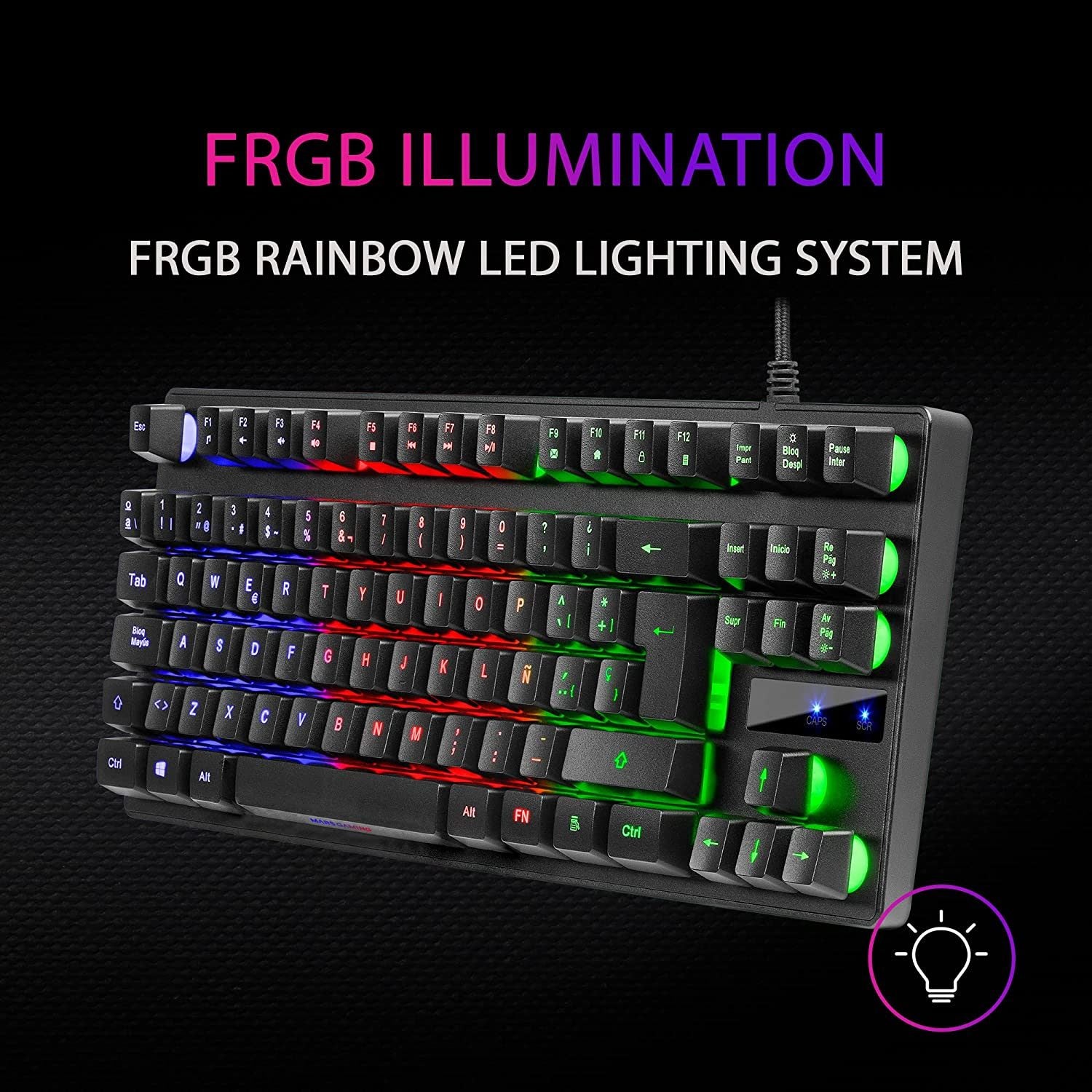 Teclado Mars Gaming MK02 Híbrido TKL RGB PT Preto - MK02PT