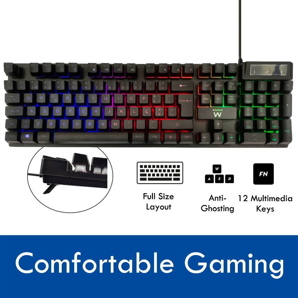 Teclado Ewent PL3319 Gaming PT Preto